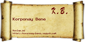 Korponay Bene névjegykártya